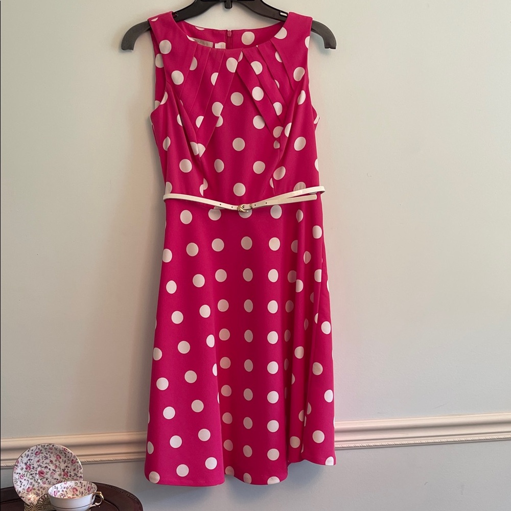 Signature8 Fuchsia Polka Dot Midi Dress